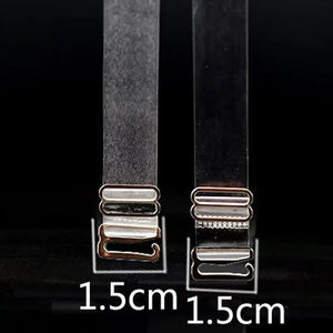 1Pairs=2Pcs Metal Buckle Bra Straps Belt Women's Elastic Transparent Silicone Bra Straps Adjustable Intimates Accessories