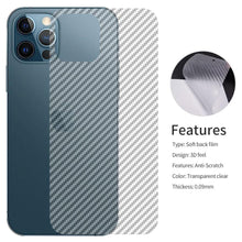 Load image into Gallery viewer, Back Screen Protective Film Carbon Fiber Skin Transparent Screen Guard Sticker Carbon Fiber Transparent Film For iPhone 14 13 12 Mini 11 Pro X XR XS Max SE3 7 8 Plus Phone Back Screen Protector Sticker
