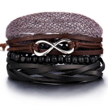 Load image into Gallery viewer, BOHO Tibet Stone Feather Multilayer Leather Bracelet Eye Fish Charms Beads Bracelets For Men Vintage Punk Wrap Wristband Cool Jewelry
