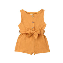 Load image into Gallery viewer, Newborn Baby Girl Kids Solid Romper Jumpsuit Playsuit Sleeveless Bow Belt Clothes Outfit For Summer
