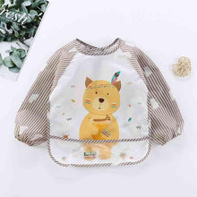 Load image into Gallery viewer, Cute Cartoon Print Baby Waterproof Long Sleeve Apron Children Feeding Smock Bib Baby Accessories

