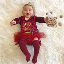 Load image into Gallery viewer, 0-18 Months Baby Girls Red Long Sleeve Letters Printed Pattern Christmas Party Dress Perfect Gift
