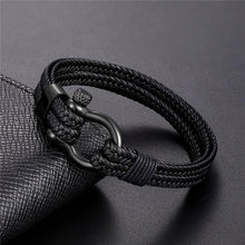 Load image into Gallery viewer, New Fashion Stainless Steel Bracelet Men Punk Genuine Leather Bracelets &amp; Bangles Charm Jewelry Anchor Style
