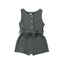 Load image into Gallery viewer, Newborn Baby Girl Kids Solid Romper Jumpsuit Playsuit Sleeveless Bow Belt Clothes Outfit For Summer
