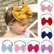Load image into Gallery viewer, Luxury Cute Baby Girl Headband Ribbon Elastic Rope Big Bow Hair Band Candy Color Pony Tail Ties Ropes For Girls
