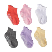 Load image into Gallery viewer, 6 Pairs Cotton Baby 's Non-slip Boat Low Cut Floor Socks With Rubber Grips For Boys &amp; Girls Sock
