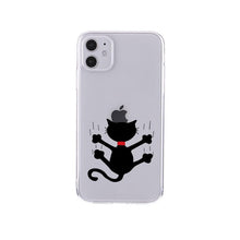 Load image into Gallery viewer, Cute Cartoons Black Cat Transparent Phone Cover For Iphone 14 14promax 14plus 13promax 13 12 11 Shockproof Clear Phone Case Adorable Soft Girls Print Cat Design Clear Cute Flexible Silicone Phone Case
