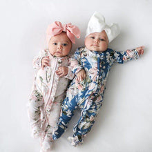 Load image into Gallery viewer, Modern Interesting Luxury Floral Newborn Baby Girl Clothes Infant Baby Girl Footed Full Sleeve Outfit Romper Jumpsuit With Big Bow In Modern Design
