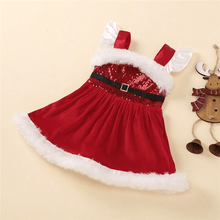 Load image into Gallery viewer, Baby Girls Christmas Romper Dress Fly Sleeve Sequins Romper Dress for Kids Toddler Girls Dresses For Girl In Elegant Christmas Style
