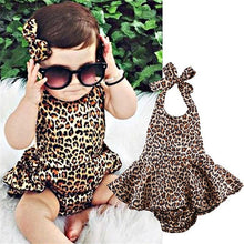 Load image into Gallery viewer, Baby Leopard Bodysuits Suit Set Body Jumpsuit Summer Style Dress for Girls
