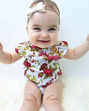 Load image into Gallery viewer, Luxury Modern Cute Floral Romper Baby Girls Clothes Jumpsuit Romper Headband Toddler Dress With Bow For Girls
