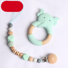 Load image into Gallery viewer, Modern Luxury Pacifier Clip Chain Beech Beads Silicone Elephant Pendant Baby Teething Nursing Clips Chain For Baby
