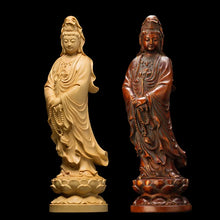 Load image into Gallery viewer, Mercy God Guan Yin Buddha Statue Kuan Yin statue wood buddha Home Decor Wall Sculpture Car Accessories wood carving
