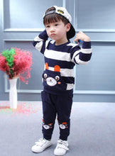 Load image into Gallery viewer, Baby Boy Cartoon Cute Bear Striped Printed Cotton Long Sleeve Two-piece Clothes Set For Boys Kids
