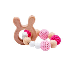 Load image into Gallery viewer, Wooden Teether Hedgehog Crochet Beads Wood Crafts Ring Engraved Bead Baby Teether Wooden Toys For Kids Rattle
