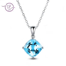 Load image into Gallery viewer, Top Brand Sky Blue Aquamarine Pendant Necklace for Women 925 Silver Necklace Women&#39;s Fine Jewelry Party Anniversary Gift
