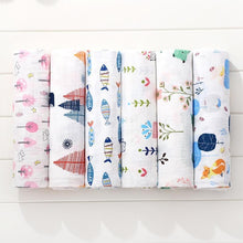 Load image into Gallery viewer, Muslin Cotton Diaper Baby Blankets Newborn Swaddle Blanket Infant Multi Purpose Bath Towel

