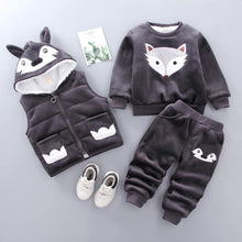 Load image into Gallery viewer, Modern Fashion Cotton Thick Warm Casual Hooded Sweater Cartoon Cute Bear Three-piece Suit For Baby Boy &amp; Girl

