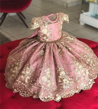 Load image into Gallery viewer, Handmade Luxury Princess Baby Girl 1 Year Birthday Dress Tutu First Christmas Party Cute Bow Dress Infant Modern Luxury Dress With Big Bow
