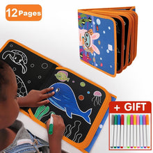 Load image into Gallery viewer, Modern Popular Kids Baby Education Skill Book  Drawing Board Book Animal Coloring Book  Blackboard Painting For Kids
