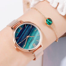 Load image into Gallery viewer, Luxury Set Watch Women Rose Gold Water Drill Bracelet Watch Jewelry Ladies Female Hour Casual Quartz Wristwatches For Women and Girls
