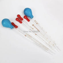 Load image into Gallery viewer, Glass Graduated Pipette Dropper Vol. 0.5ml/1ml/2ml/3ml/5ml/10mlTransfer Pipette with Rubber Head
