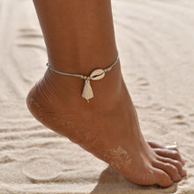 Load image into Gallery viewer, Gold Metal Shell Coconut Tree Female Anklets Barefoot Sandals Foot Summer Double Layers  Foot  Bracelets Leg Jewelry
