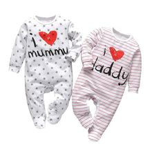 Load image into Gallery viewer, Newborn Baby Rompers Pajama Cotton Cute Letter I Love Daddy and Mummy Long Sleeve rompers Clothes For Baby Kids
