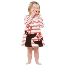 Load image into Gallery viewer, Baby Girl Princess Dress Toddler  Kids  Stripe Christmas Cartoon Deer   Outfits Unique Design
