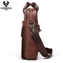 Load image into Gallery viewer, HUMERPAUL New Men Bag Shoulder 100% Genuine Leather Cheap Shoulder Handbags High Capacity Cross Bags for Men
