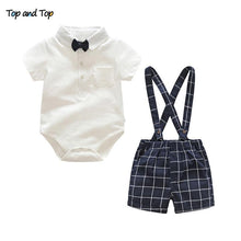 Load image into Gallery viewer, Luxury Modern Outfit Autumn Fashion Baby Boys Gentleman Bow Tie Rompers Pants Suit Baby Set For Celebrations
