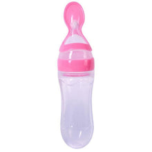 Load image into Gallery viewer, Silicone Baby Bottle With Spoon Food Supplement Bottles Squeeze Spoon Milk Feeding Bottle Cup For Baby and Kids
