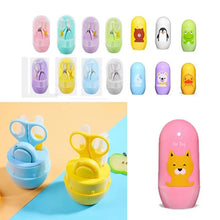 Load image into Gallery viewer, 4pcs Nail Care Baby Healthcare Kits Baby Nail Care Set Infant Finger Trimmer Scissors Nail Clippers Cartoon Animal Storage
