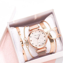 Load image into Gallery viewer, Fashion Set Women Watches Luxury Magnet Buckle Flower Rhinestone Watch Ladies Quartz Wrist Watch  WIth Bracelet In Set For Women and Girls
