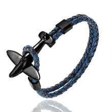 Load image into Gallery viewer, Stainless Steel Gold Aviation Airplane Anchor Bracelets For Men and Women In Retro Leather Bracelet Air Force Style Homme Jewelry Style
