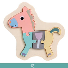 Load image into Gallery viewer, Wooden Children Colorful Animal Stevvex Puzzle for Toddler Creative Puzzle Early Educational Toys for Boys and Girls 2-4
