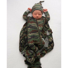 Load image into Gallery viewer, Newborn Baby Girls Boys Camouflage Military Deisgn Romper Infant Cute Zipper Casual Jumpsuit Hairband Hat Set Clothes For Girls And Boys
