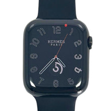 Load image into Gallery viewer, Hermes Apple Watch Series 7 GPS/ Cellular 41 mm - Space Black Stainless Steel Case - Black Silicone Watch Band
