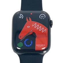 Load image into Gallery viewer, Hermes Apple Watch Series 7 GPS/ Cellular 41 mm - Space Black Stainless Steel Case - Black Silicone Watch Band
