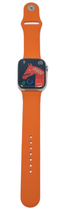 Load image into Gallery viewer, Hermes Apple Watch Series 7 GPS/ Cellular 45 mm - Stainless Steel - Orange Silicone Watch Band
