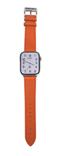 Load image into Gallery viewer, Hermes Apple Watch Series 7 GPS/ Cellular 45 mm - Stainless Steel Case - Orange Faux Leather Watch Band

