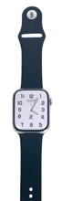 Load image into Gallery viewer, Hermes Apple Watch Series 7 GPS/ Cellular 41 mm - Stainless Steel - Black Silicone Watch Band
