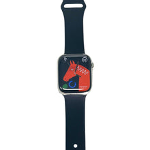 Load image into Gallery viewer, Hermes Apple Watch Series 7 GPS/ Cellular 41 mm - Stainless Steel - Black Silicone Watch Band
