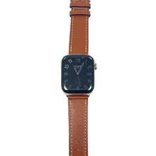 Load image into Gallery viewer, Hermes Apple Watch Series 7 GPS/ Cellular 45 mm - Stainless Steel - Brown Faux Leather Watch Band
