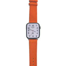Load image into Gallery viewer, Hermes Apple Watch Series 7 GPS/ Cellular 45 mm - Stainless Steel Case - Orange Faux Leather Watch Band
