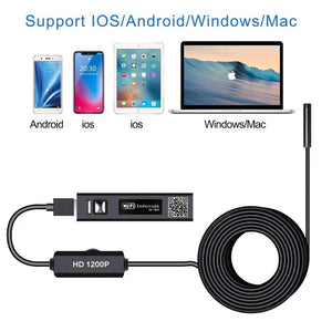 WIFI Endoscope Camera HD 1200P 10/5/3.5/2/1M Mini Waterproof Hard Wire Wireless 8mm 8 LED Borescope Camera For Android IOS Mac W