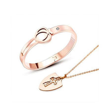 Load image into Gallery viewer, Fashion Concentric Lock Key Titanium Steel Stainless Steel Luxury Jewelry Bracelet and Necklace Couple Sets For Women
