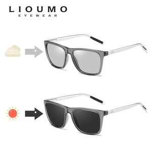 LIOUMO Square Design Chameleon Polarized Sunglasses Men Women Photochromic Driving Goggles Retro Anti-Glare gafas de sol hombre