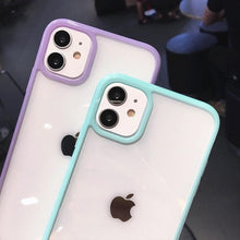Load image into Gallery viewer, Transparent Shockproof Bumper Phone Case For iPhone 11 12 13 14 Pro Max Mini Cute Candy Color Hard Cover  Luxurious Translucent Case for iPhone
