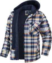 Load image into Gallery viewer, Men's Modern Warm Jacket With Removable Hood Winter Coats Men's Hooded Jackets Fashionable Autumn Jackets Winter Warm Coat Thick Hoodie Long Sleeve Outdoor Plaid Shirt Jackets
